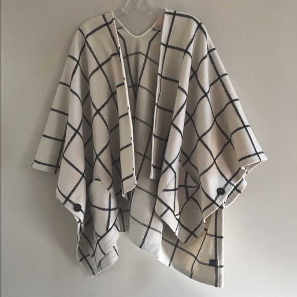 Farrow Sweaters - Farrow Cream Grid Plaid Cape